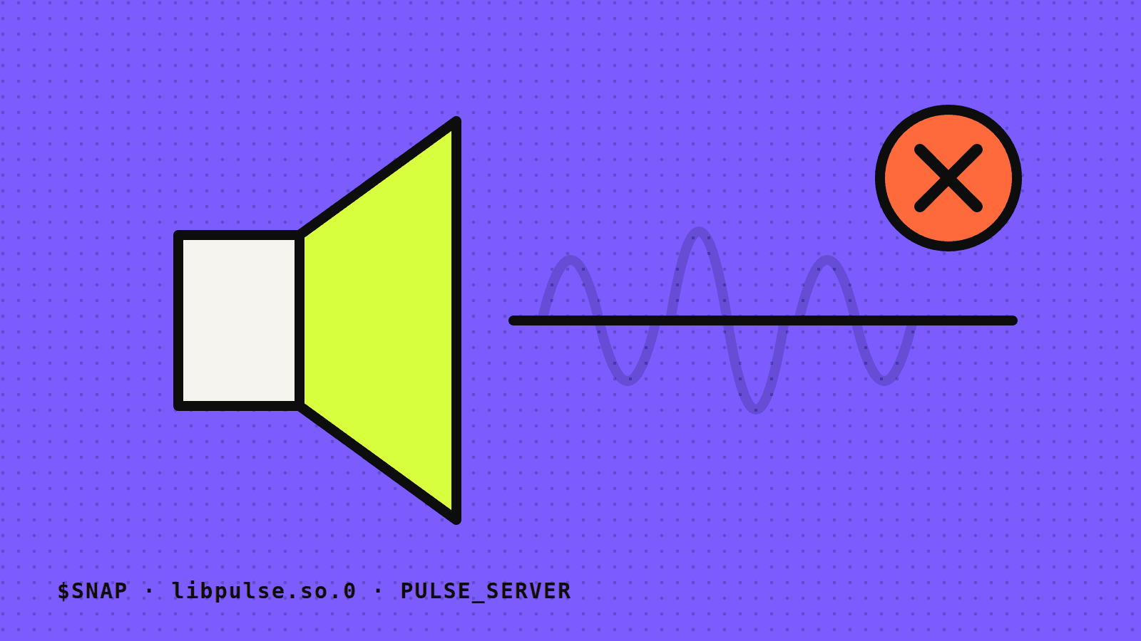 Illustration: a loudspeaker, a flat line where the sound wave should be, and a red cross.