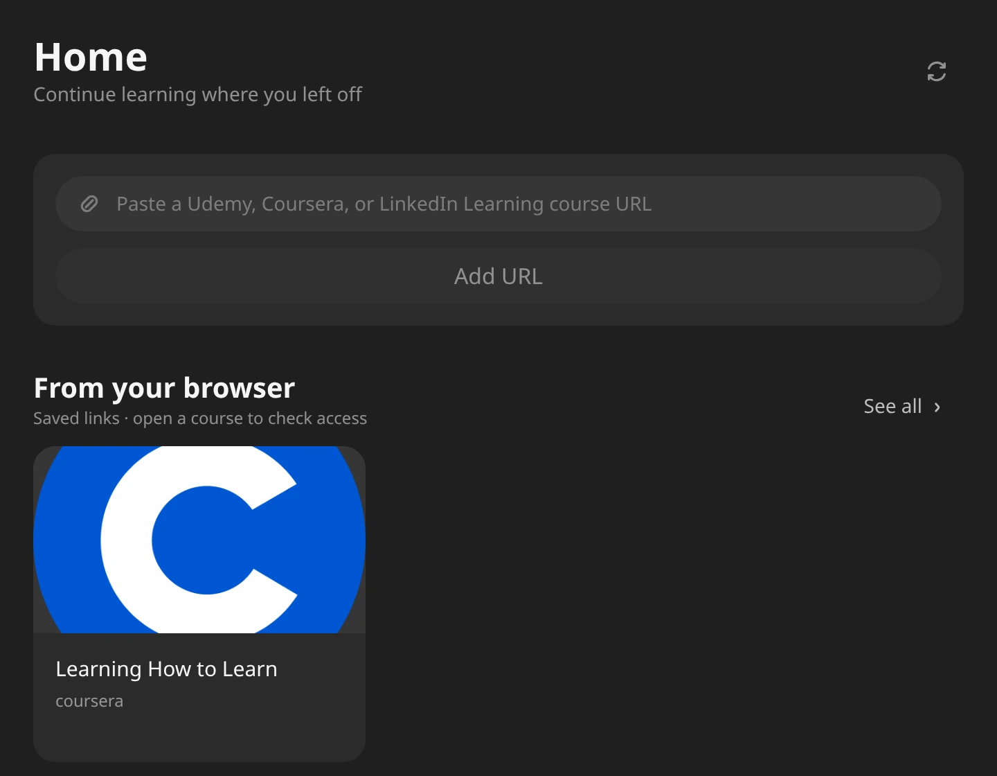 Le même lien de cours dans From your browser, vue publiée d’Udemie.